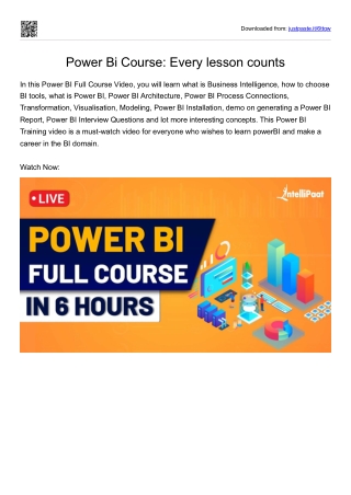 Power Bi Course: Every lesson counts