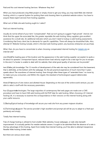 Compensated and Free Web hosting Providers- Whatever they Are?