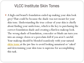 VLCC Institute Skin Tones