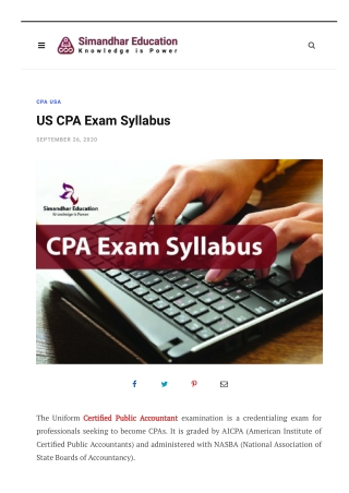 US CPA Exam Syllabus