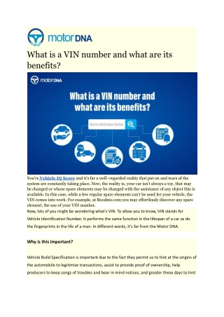 What is a VIN number and what are its benefits_