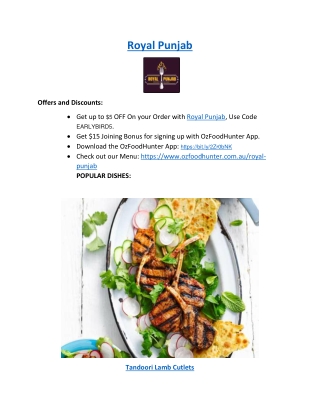 5% Off - Royal Punjab Indian Takeaway Menu Ringwood, VIC