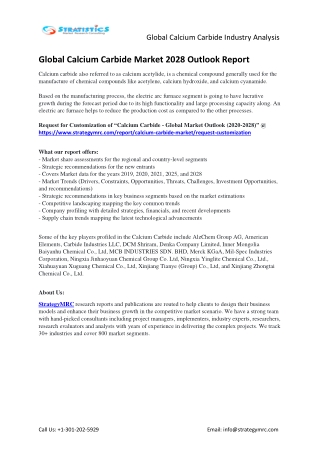 Global Calcium Carbide Market Drivers, Opportunities, Developments, Revenue