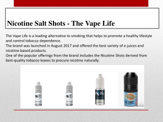 Nicotine Salt Shots - The Vape Life