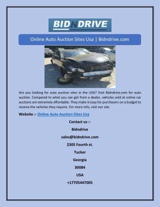 Online Auto Auction Sites Usa | Bidndrive.com