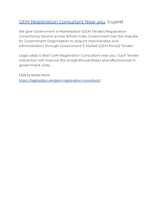 GEM Registration Consultant Near you, Gujarat