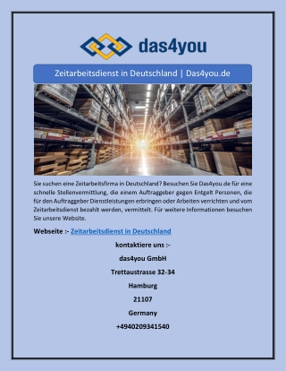 Zeitarbeitsdienst in Deutschland | Das4you.de