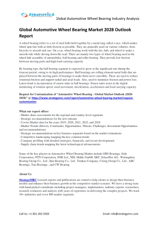 Global Automotive Wheel Bearing Industry Forecasts Report Analysis
