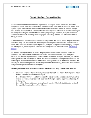 Steps to Use Tens Therapy Machine