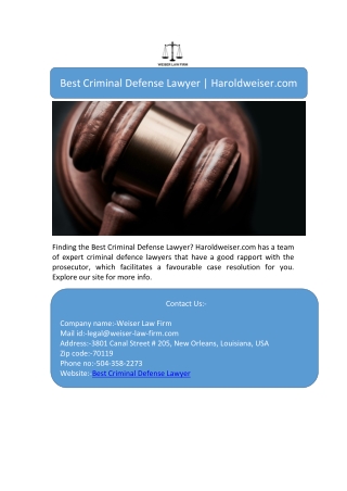 Best Criminal Defense Lawyer | Haroldweiser.com