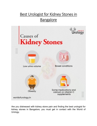 Best Urologist for Kidney Stones in Bangalore