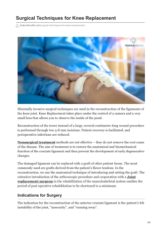 Surgical Techniques for Knee Replacement