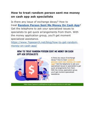 How to treat random person sent me money on cash app ask specialists