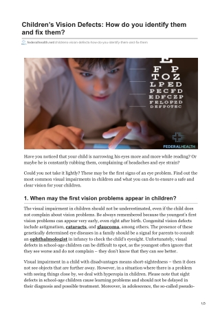 Childrens Vision Defects -  How do you identify them and fix them