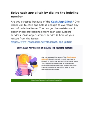 Solve cash app glitch by dialing the helpline number