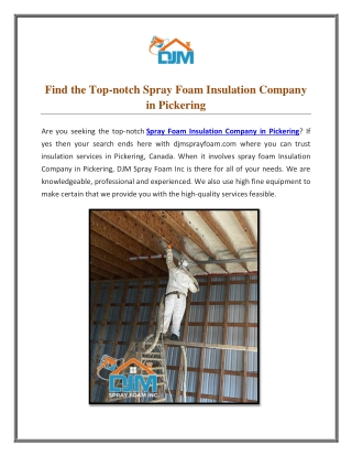 Find the Top-notch Spray Foam Insulation Company in Pickering