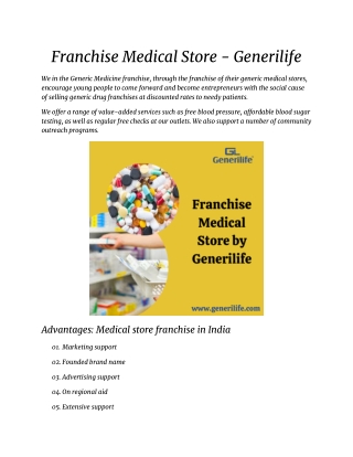 Franchise Medical Store - Generilife
