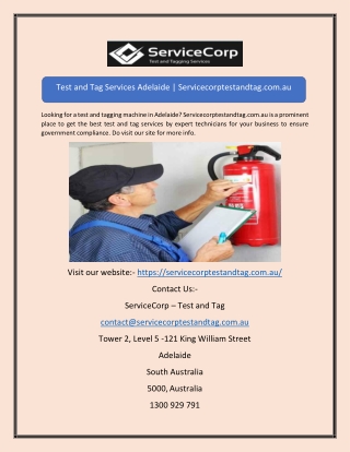 test and tag services AdelaideTest and Tag Services Adelaide | Servicecorptestan