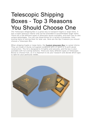 Telescopic Shipping Boxes