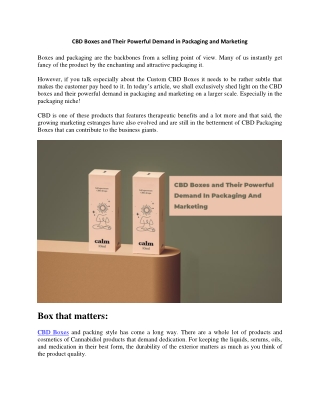 CBD Boxes and Their Powerful Demand in Packaging and Marketing