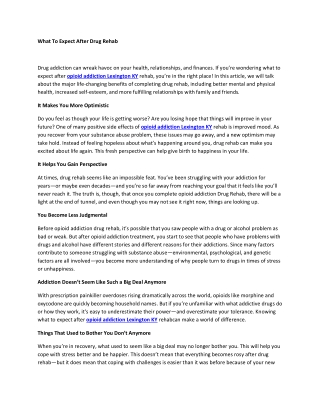 What To Expect After Drug Rehab