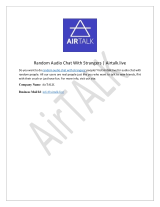 Random Audio Chat With Strangers | Airtalk.live