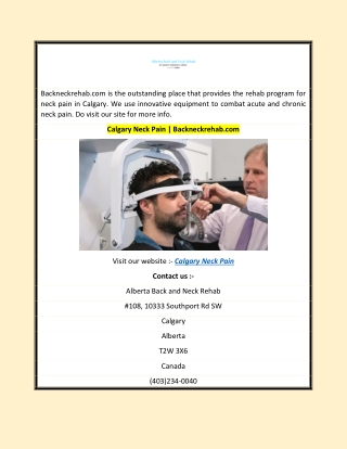 Calgary Neck Pain  Backneckrehab.com