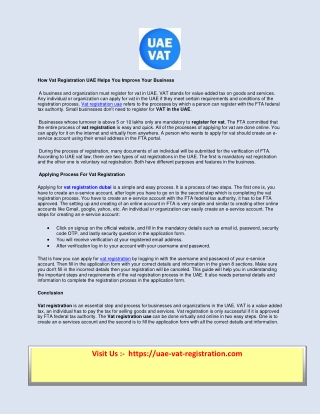 How Vat Registration UAE Helps You Improve Your Business