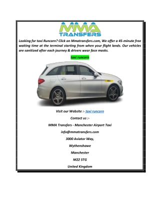 Taxi Runcorn  MMA Transfers