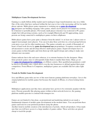 Multiplayer Game Development Services