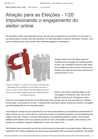 Atração para as Eleições - 1de20 Impulsionando o engajamento do eleitor online Marketing Político - Poder Legislativo -