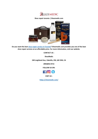Shoe repair toronto | Shoemedic.com
