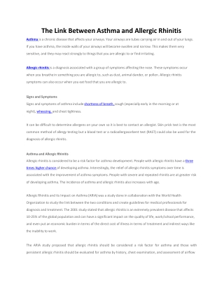 Breathefree - The Link Between Asthma and Allergic Rhinitis