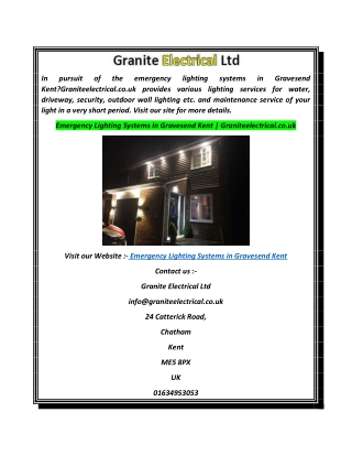 Emergency Lighting Systems In Gravesend Kent  Graniteelectrical.co.uk