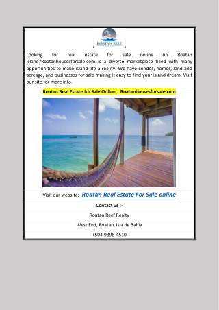 Roatan Real Estate for Sale Online | Roatanhousesforsale.com