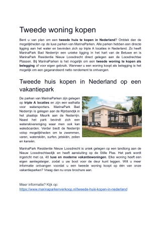 Tweede woning kopen