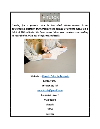Private Tutor In Australia  Hitutor.com.au