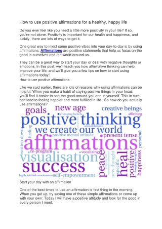 How to use positive affirmations for a healthy, happy life