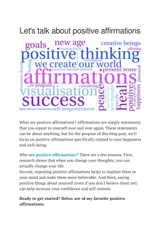 Let's talk about positive affirmations