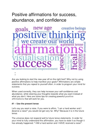 Positive affirmations for success, abundance, and confidence