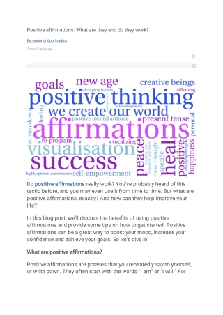 Positive affirmations. What are they and do they work