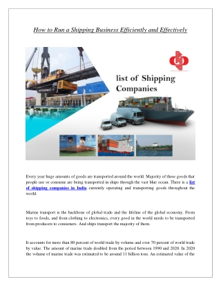 How to Run a Shipping Business Efficiently and Effectively