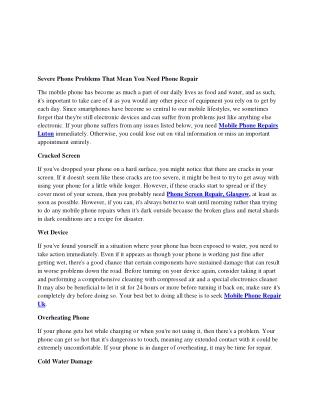 Severe Phone Problems That Mean You Need Phone Repair