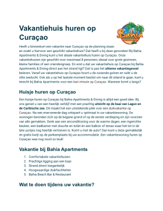 Vakantiehuis huren Curaçao - Bahia Apartments