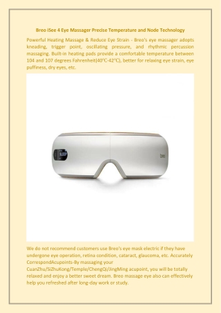 Breo iSee 4 Eye Massager Precise Temperature and Node Technology
