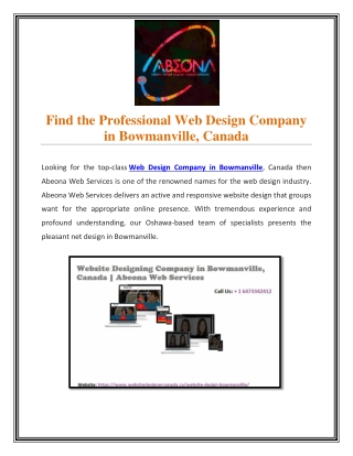 Find the Professional Web Design Company in Bowmanville, Canada