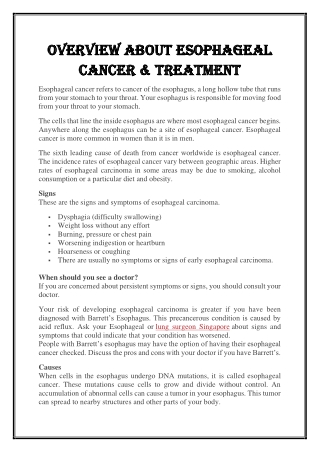 Esophageal Cancer Singapore