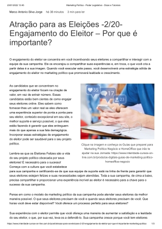 Atração para as Eleições -220-Engajamento do Eleitor – Por que é importante Marketing Político - Poder Legislativo - Dic