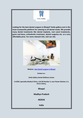 best dental surgeon in Bhopal