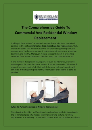 Explore The Best Service Of Commercial Window Replacement